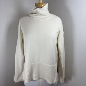 Banana Republic Wool Blend Funnel Neck Sweater Ivory Butter Mom Oversized